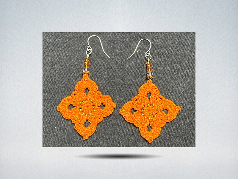 Beaded Boho Earrings in orange